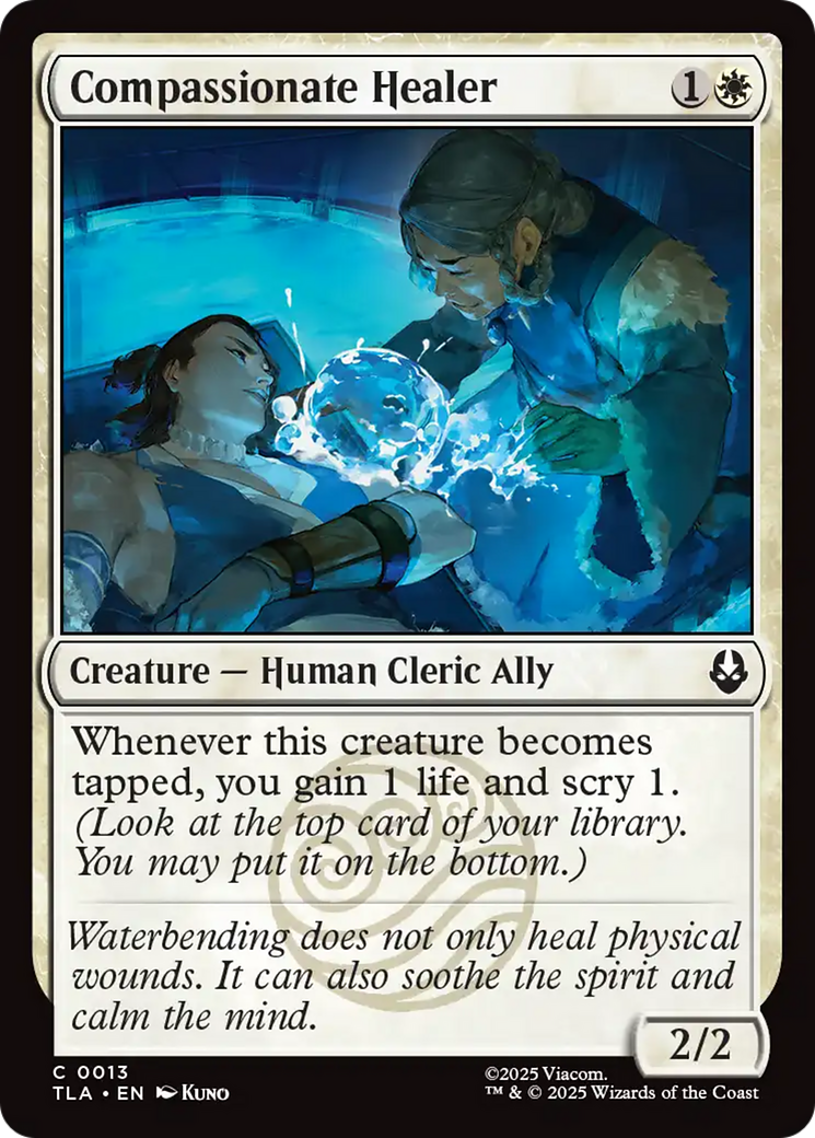 Compassionate Healer - Common Creature — Human Cleric Ally card from Avatar: The Last Airbender