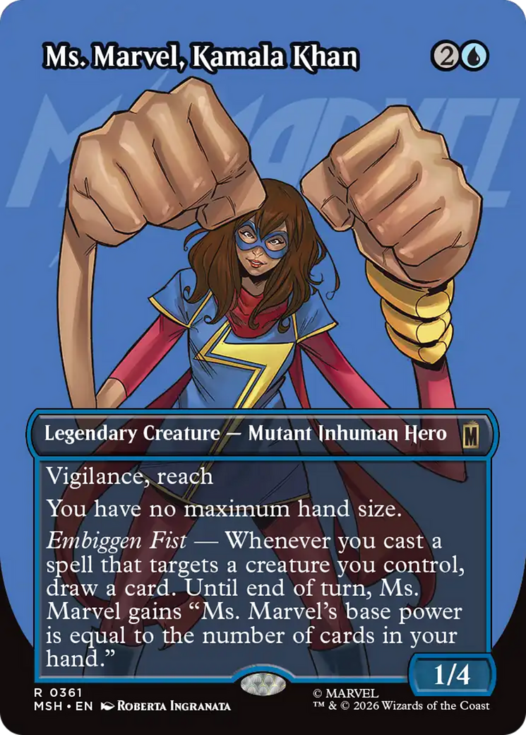 Ms. Marvel, Kamala Khan - Rare Legendary Creature — Mutant Inhuman Hero card from Marvel Super Heroes