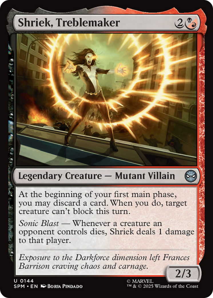 Shriek, Treblemaker - Uncommon Legendary Creature — Mutant Villain card from Marvel's Spider-Man