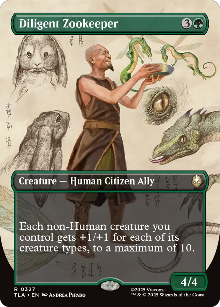 Diligent Zookeeper - Rare Creature — Human Citizen Ally card from Avatar: The Last Airbender