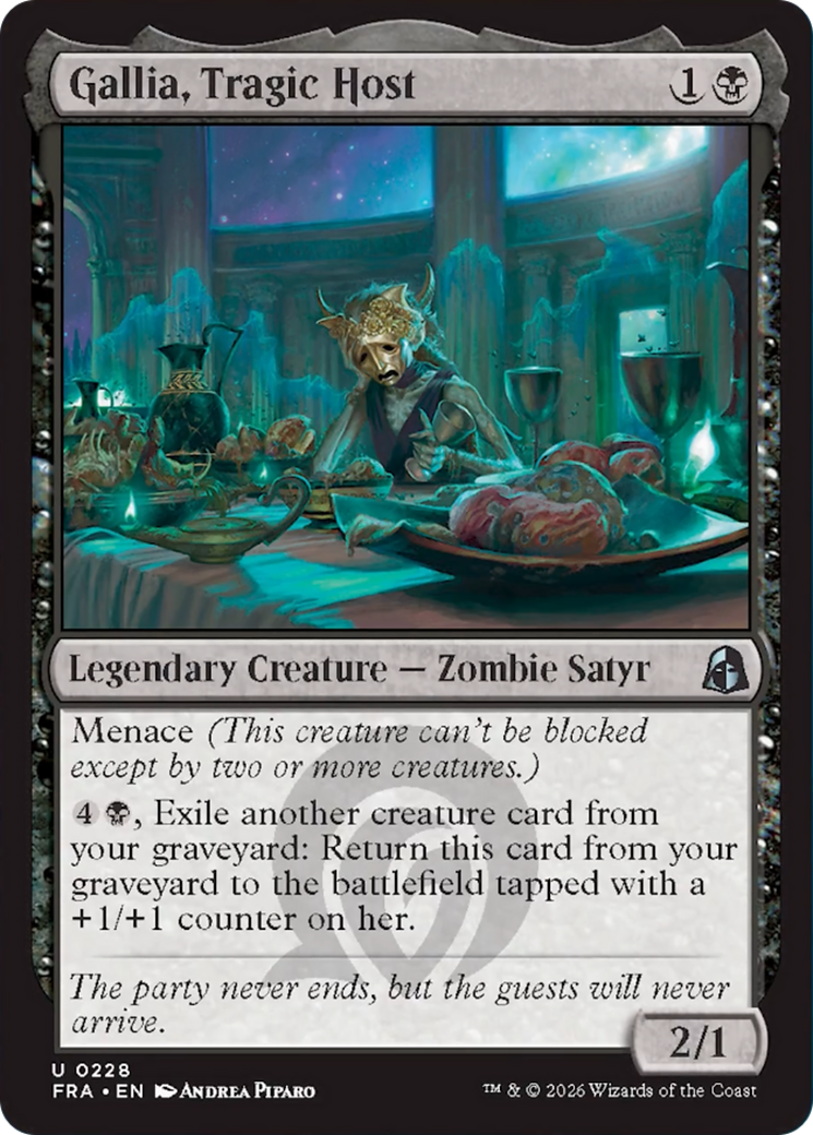 Gallia, Tragic Host - Uncommon Legendary Creature — Zombie Satyr card from Reality Fracture