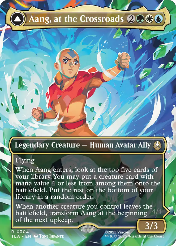 Aang, at the Crossroads // Aang, Destined Savior - Rare Legendary Creature — Avatar Ally card from Avatar: The Last Airbender