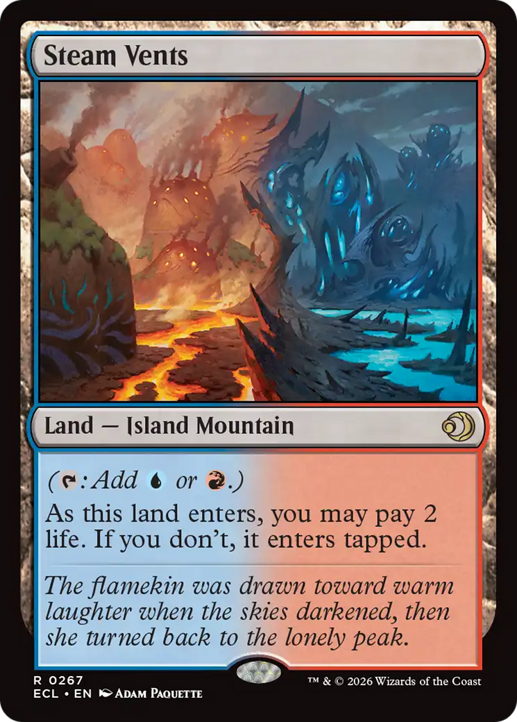 Steam Vents - Rare Land — Island Mountain card from Lorwyn Eclipsed