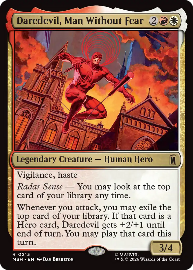 Daredevil, Man Without Fear - Rare Legendary Creature — Human Hero card from Marvel Super Heroes