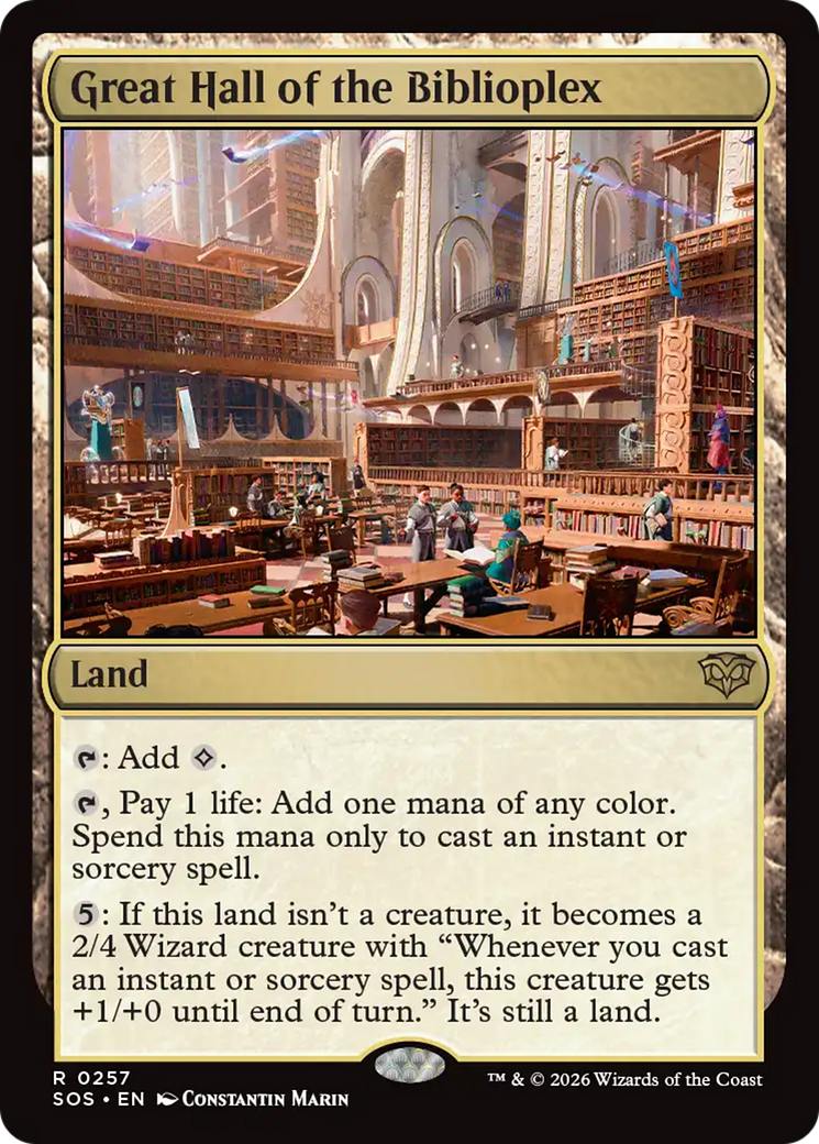 Great Hall of the Biblioplex - Rare Land card from Secrets of Strixhaven
