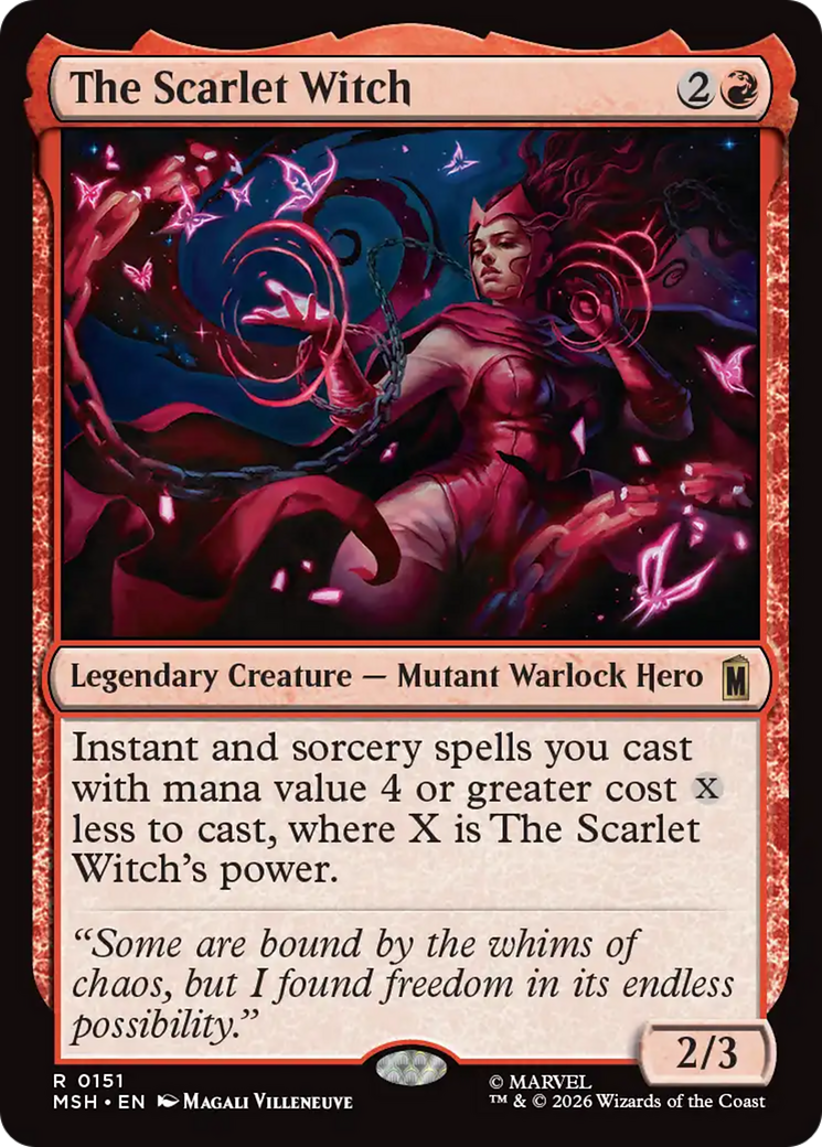 The Scarlet Witch - Rare Legendary Creature — Mutant Warlock Hero card from Marvel Super Heroes