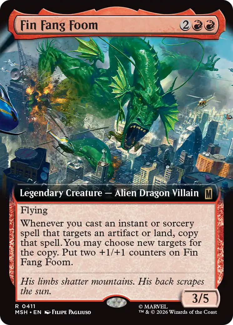 Fin Fang Foom - Rare Legendary Creature — Alien Dragon Villain card from Marvel Super Heroes