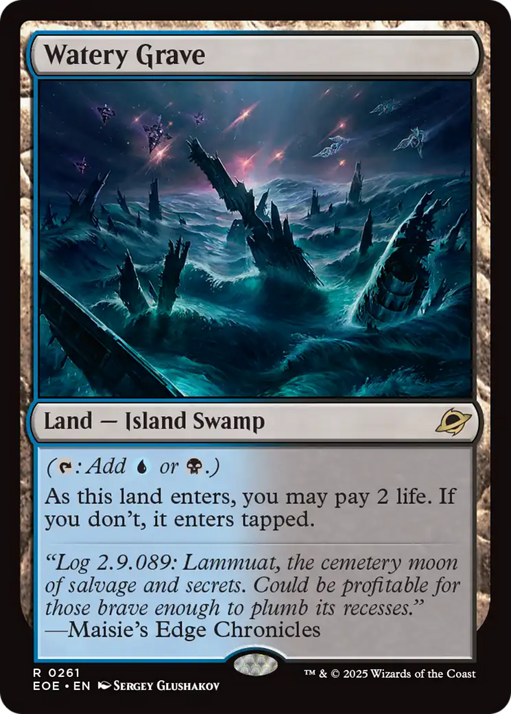 Watery Grave - Rare Land — Island Swamp card from Edge of Eternities