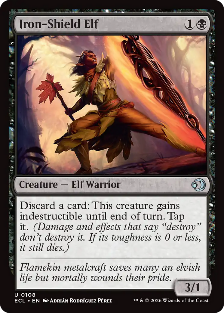 Iron-Shield Elf - Uncommon Creature — Elf Warrior card from Lorwyn Eclipsed
