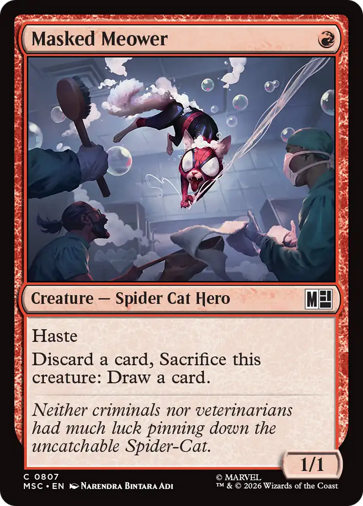 Masked Meower - Common Creature — Spider Cat Hero card from Marvel Super Heroes Commander