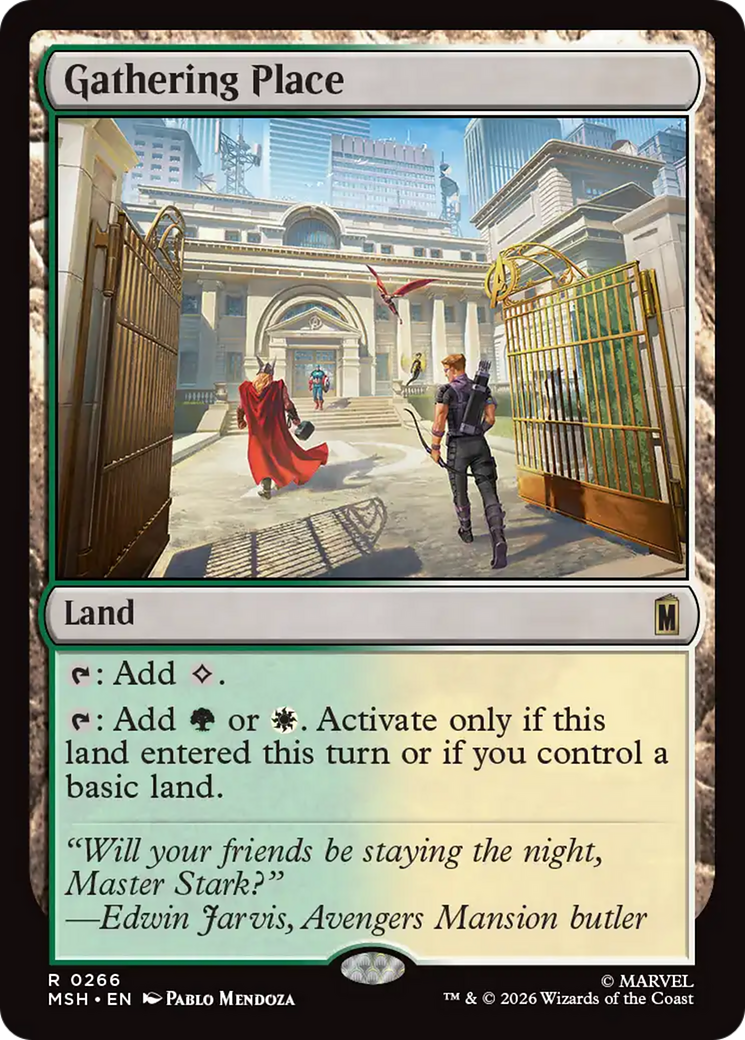 Gathering Place - Rare Land card from Marvel Super Heroes
