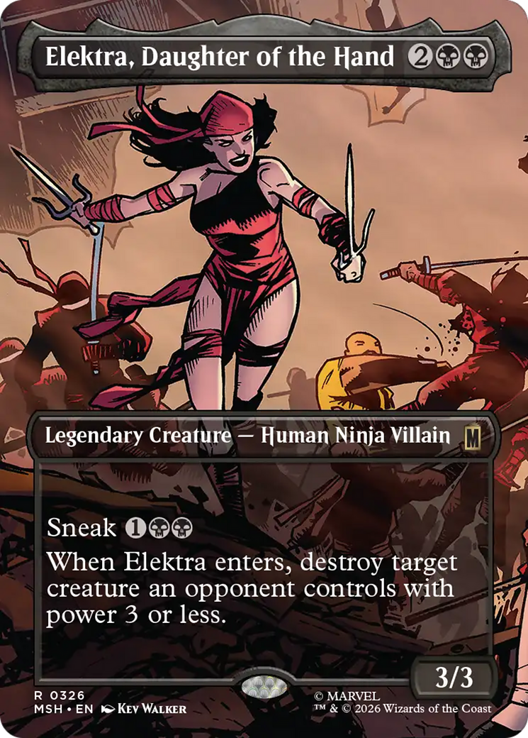 Elektra, Daughter of the Hand - Rare Legendary Creature — Human Ninja Villain card from Marvel Super Heroes