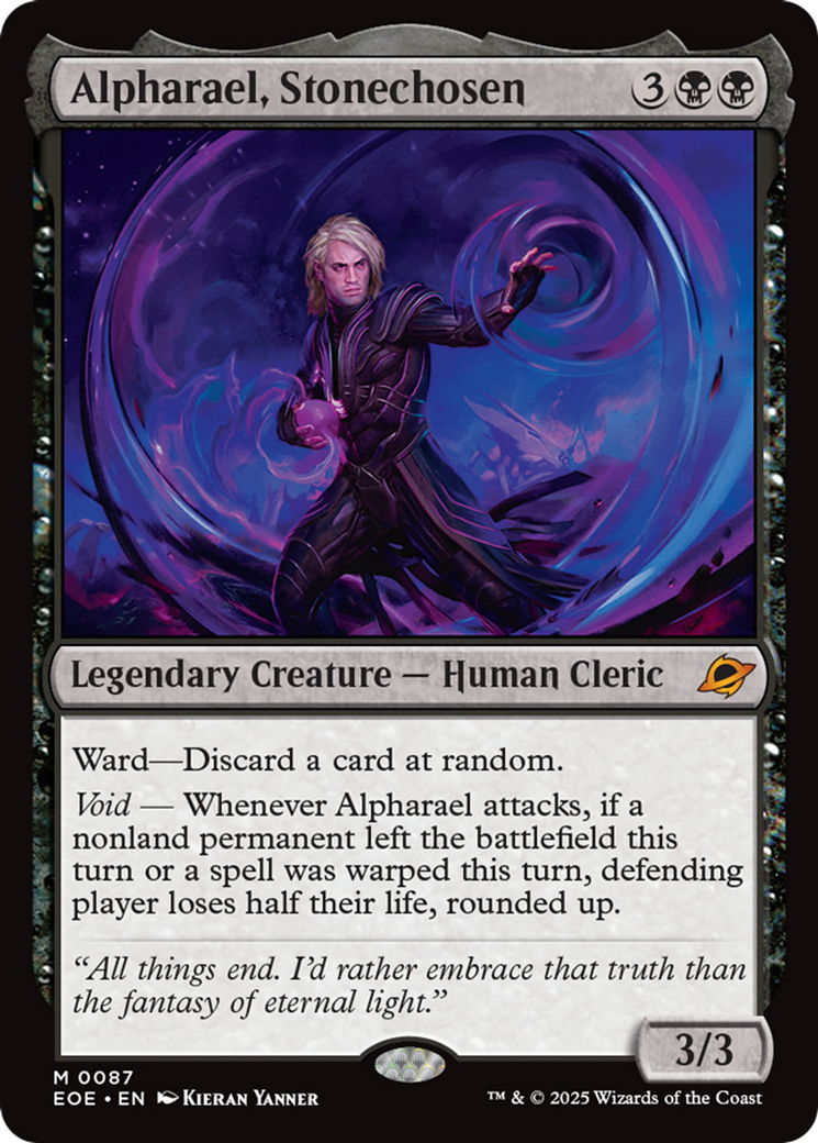Alpharael, Stonechosen - Mythic Legendary Creature — Human Cleric card from Edge of Eternities