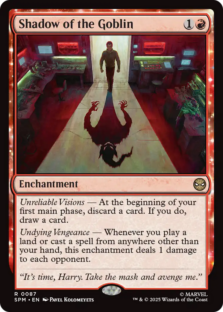 Shadow of the Goblin - Rare Enchantment card from Marvel's Spider-Man
