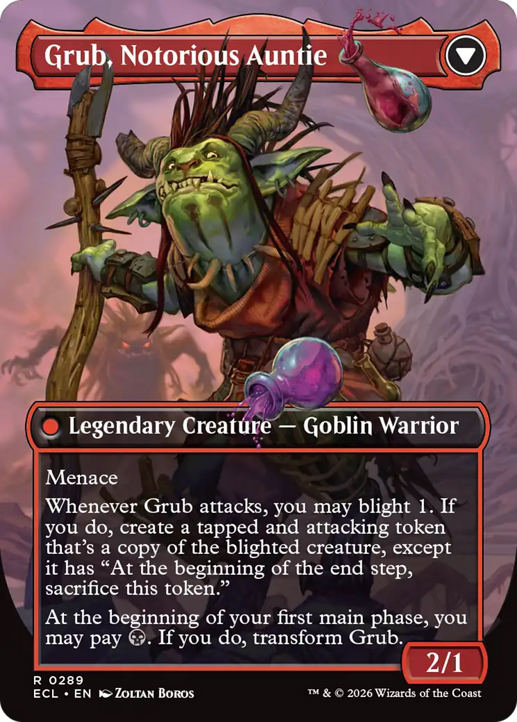 Back face of Grub, Storied Matriarch // Grub, Notorious Auntie - Legendary Creature — Goblin Warlock card