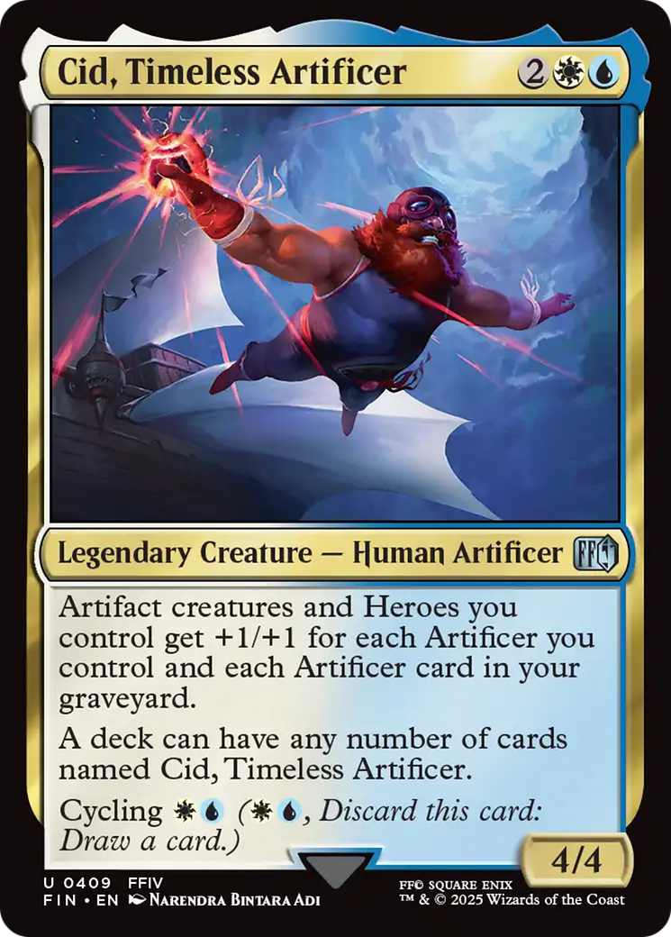 Cid, Timeless Artificer - Uncommon Legendary Creature — Human Artificer card from Final Fantasy