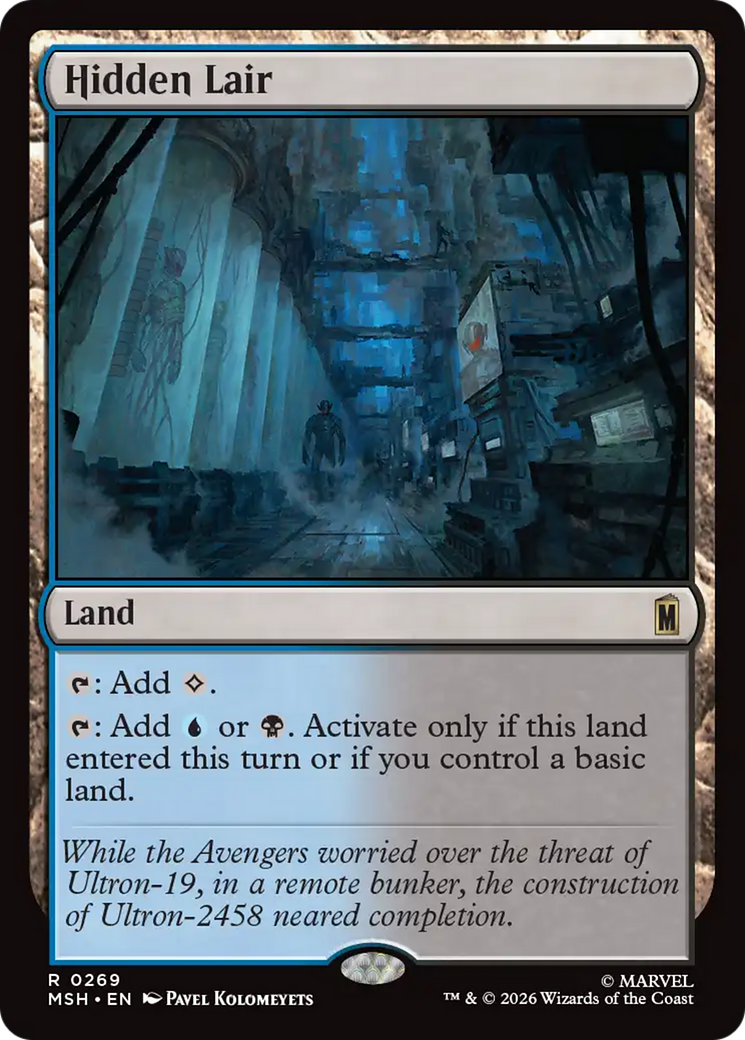 Hidden Lair - Rare Land card from Marvel Super Heroes