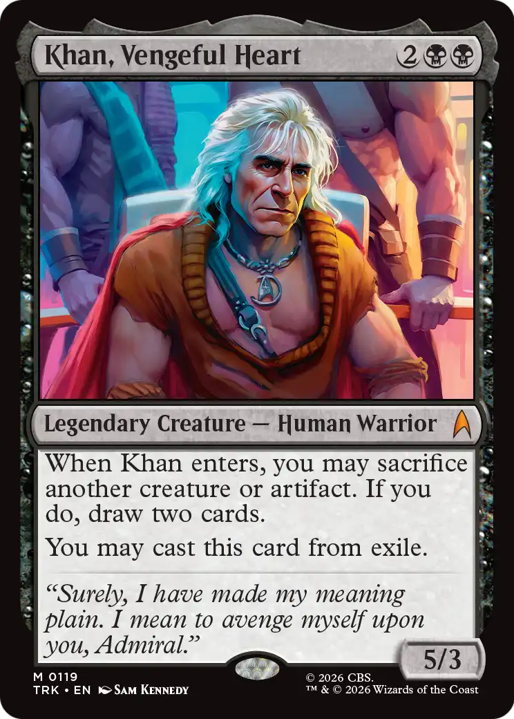 Khan, Vengeful Heart - Mythic Legendary Creature — Human Warrior card from Star Trek