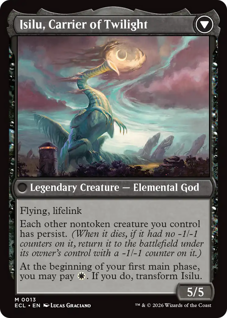 Back face of Eirdu, Carrier of Dawn // Isilu, Carrier of Twilight - Legendary Creature — Elemental God card