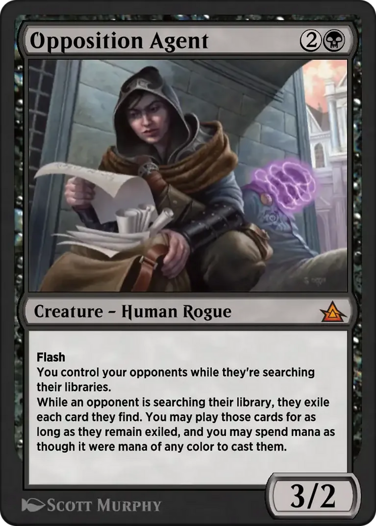 Opposition Agent - Mythic Creature — Human Rogue card from Through the Omenpaths Bonus Sheet