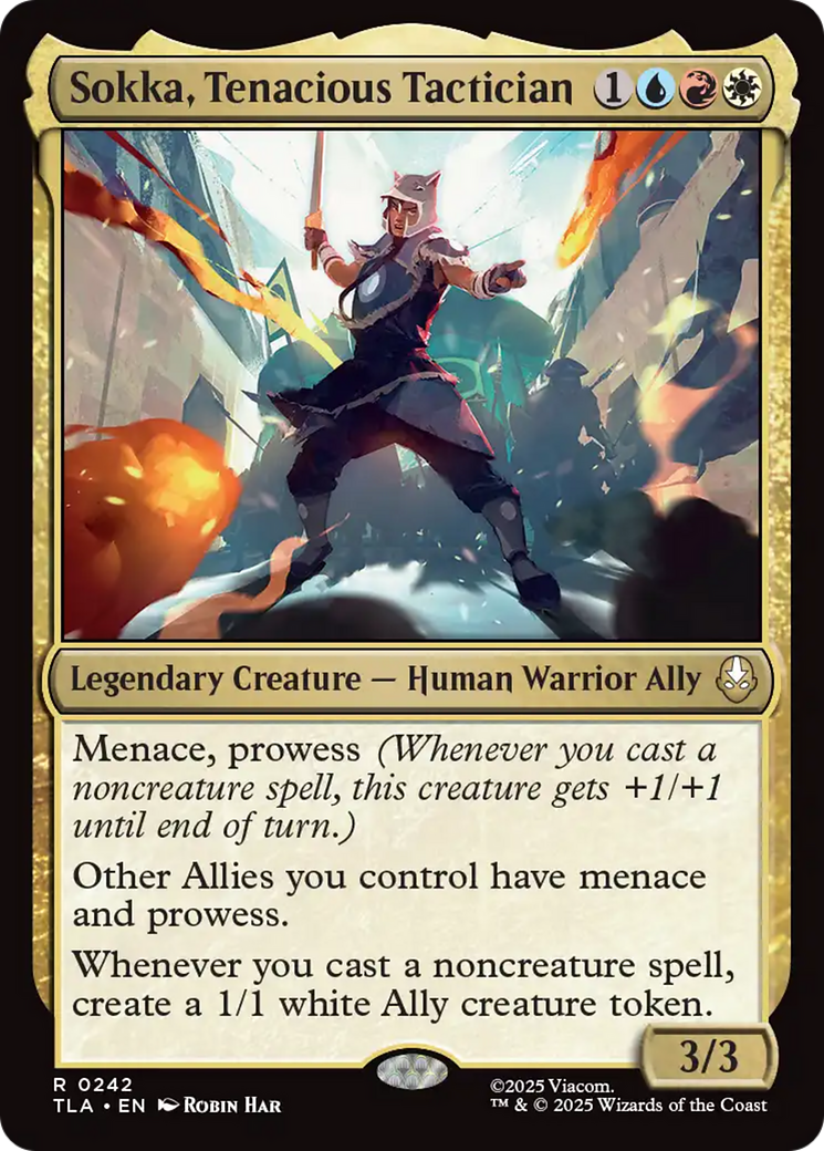 Sokka, Tenacious Tactician - Rare Legendary Creature — Human Warrior Ally card from Avatar: The Last Airbender