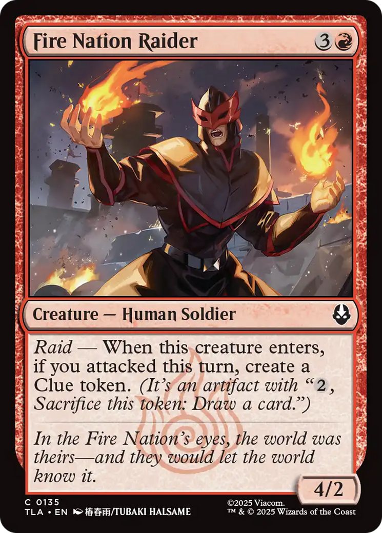 Fire Nation Raider - Common Creature — Human Soldier card from Avatar: The Last Airbender