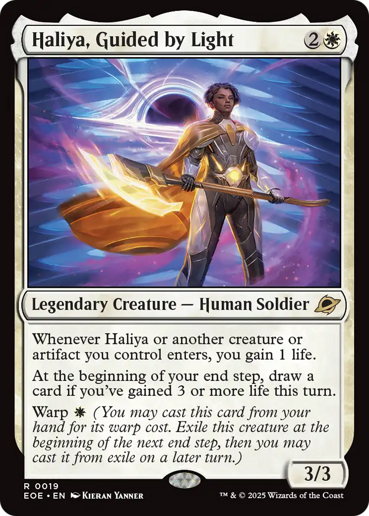 Haliya, Guided by Light - Rare Legendary Creature — Human Soldier card from Edge of Eternities