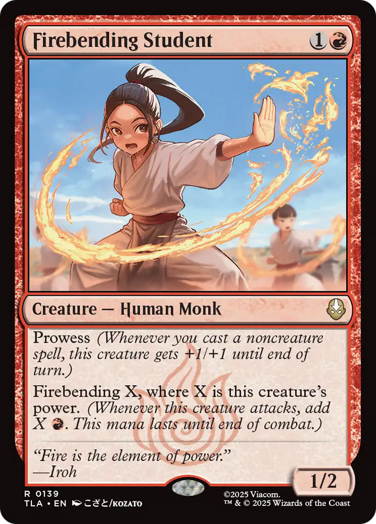 Firebending Student - Rare Creature — Human Monk card from Avatar: The Last Airbender