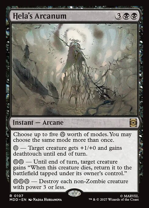 Hela's Arcanum - Rare card from Marvel: Darkhold Destiny