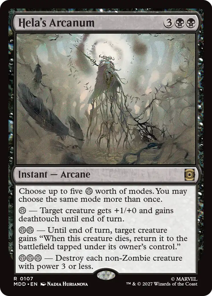Hela's Arcanum - Rare Instant — Arcane card from Marvel: Darkhold Destiny