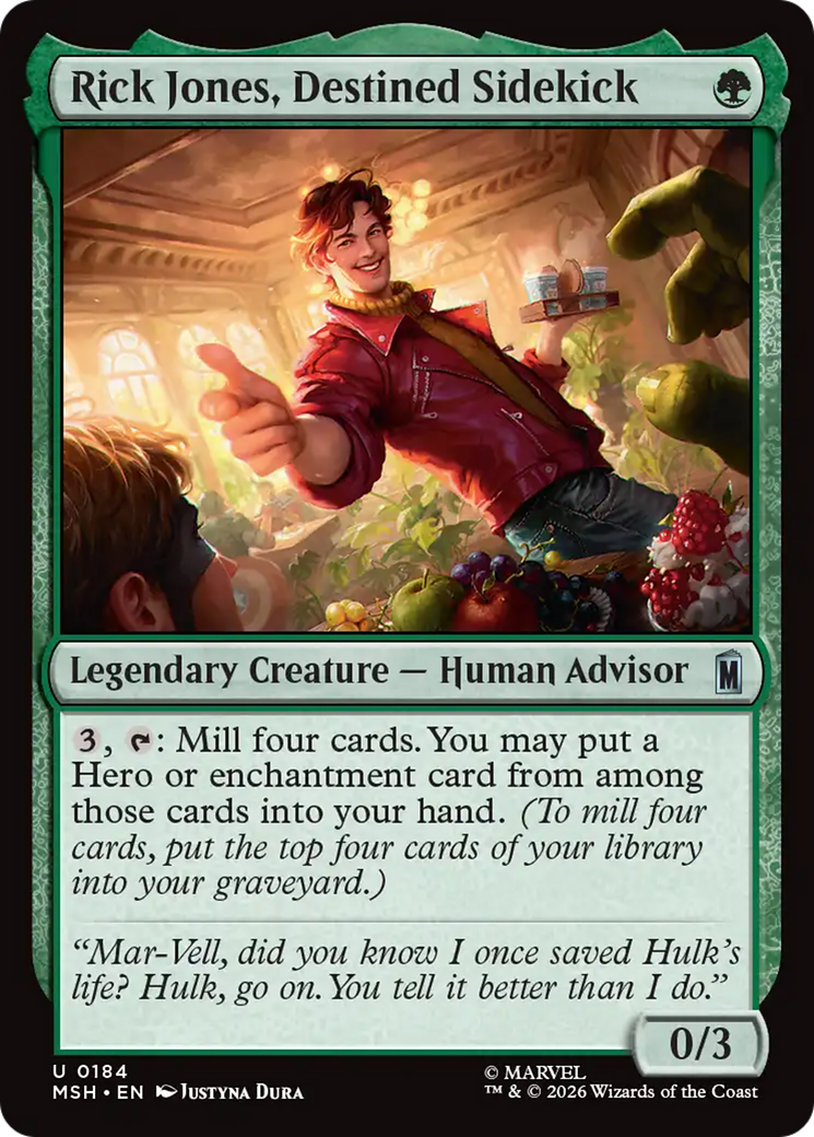 Rick Jones, Destined Sidekick - Uncommon Legendary Creature — Human Advisor card from Marvel Super Heroes