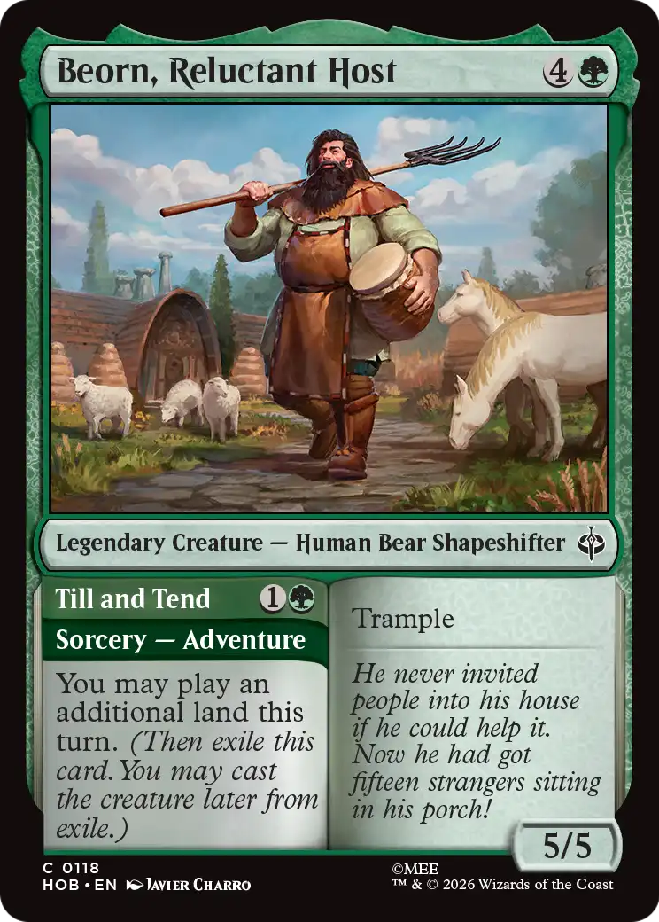 Beorn, Reluctant Host // Till and Tend - Common Legendary Creature — Human Bear Shapeshifter card from The Hobbit