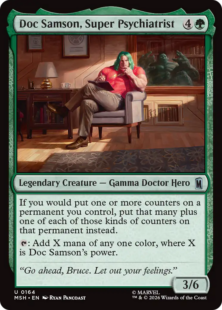 Doc Samson, Super Psychiatrist - Uncommon Legendary Creature — Gamma Doctor Hero card from Marvel Super Heroes