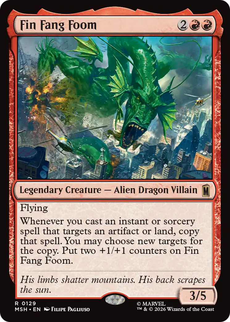 Fin Fang Foom - Rare Legendary Creature — Alien Dragon Villain card from Marvel Super Heroes