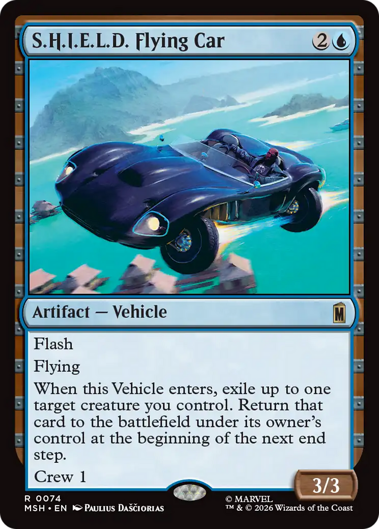 S.H.I.E.L.D. Flying Car - Rare Artifact — Vehicle card from Marvel Super Heroes
