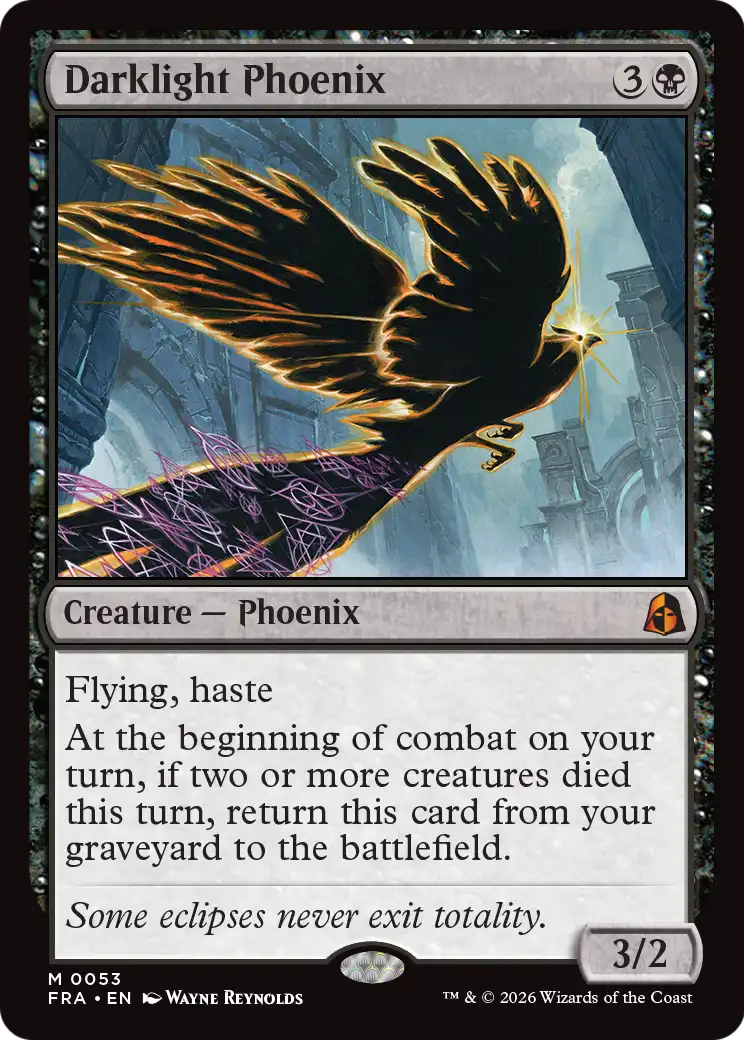 Darklight Phoenix - Mythic Creature — Phoenix card from Reality Fracture