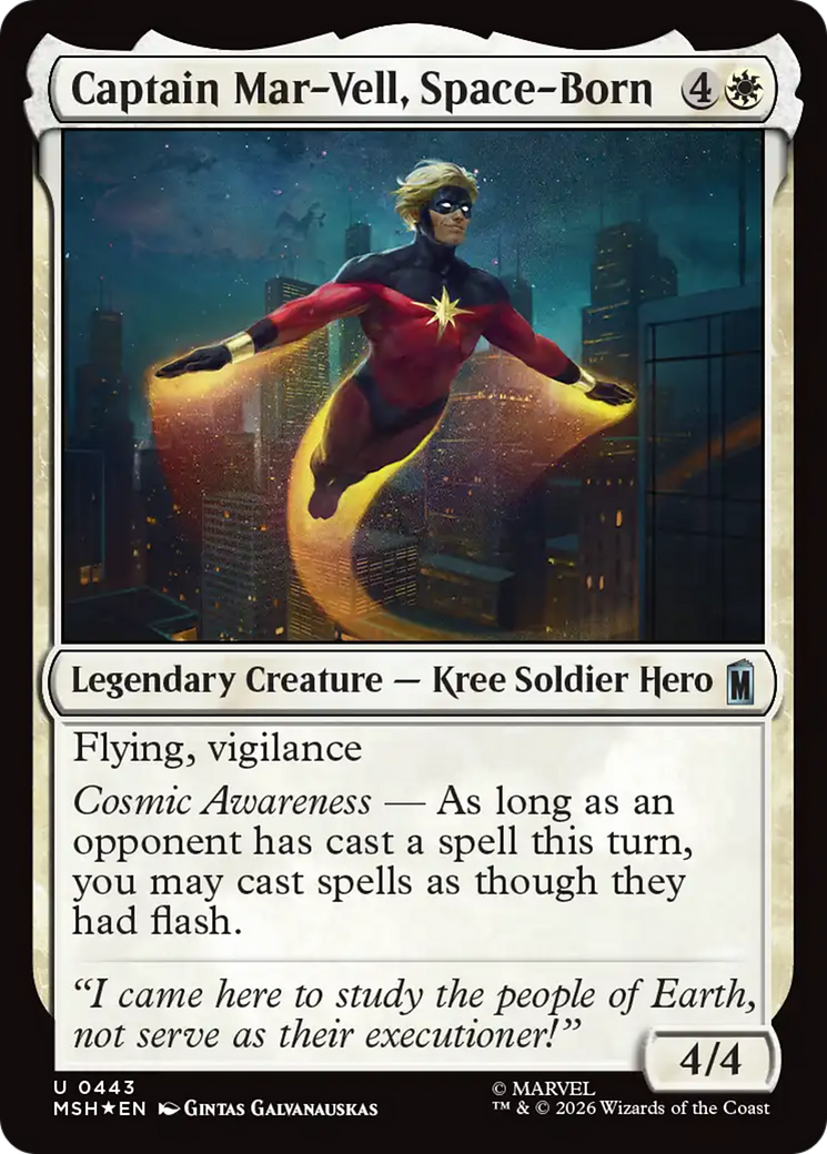 Captain Mar-Vell, Space-Born - Uncommon Legendary Creature — Kree Soldier Hero card from Marvel Super Heroes