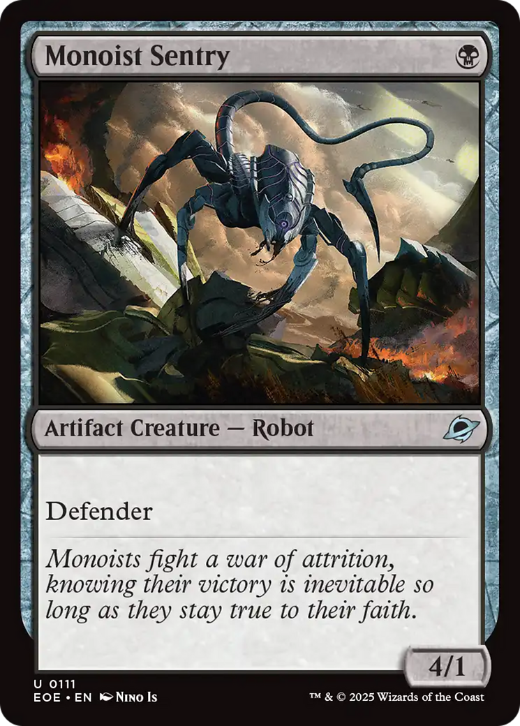 Monoist Sentry - Uncommon Artifact Creature — Robot card from Edge of Eternities