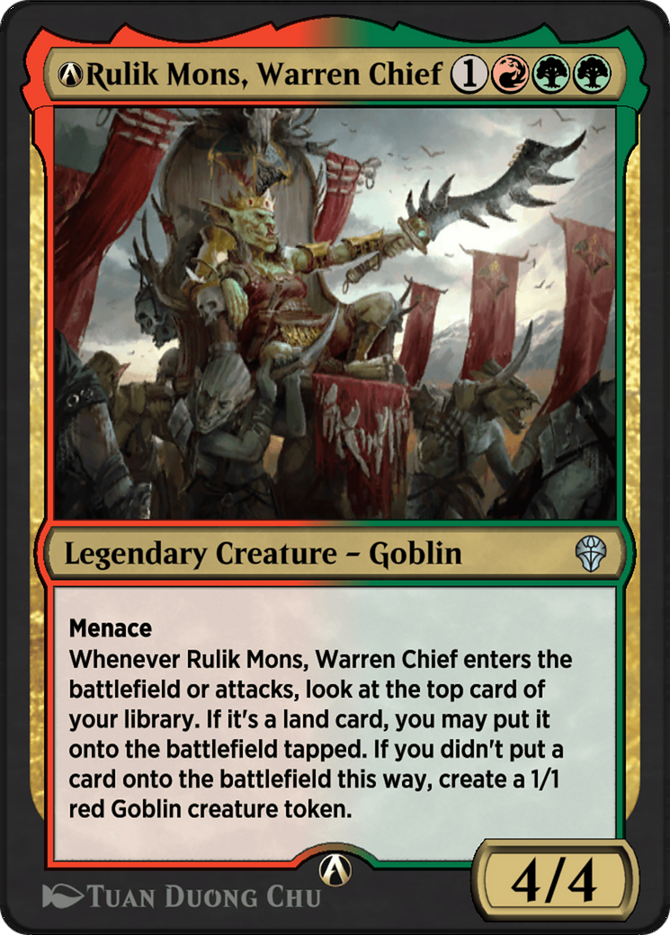 A-Rulik Mons, Warren Chief - Uncommon Legendary Creature — Goblin card from Dominaria United