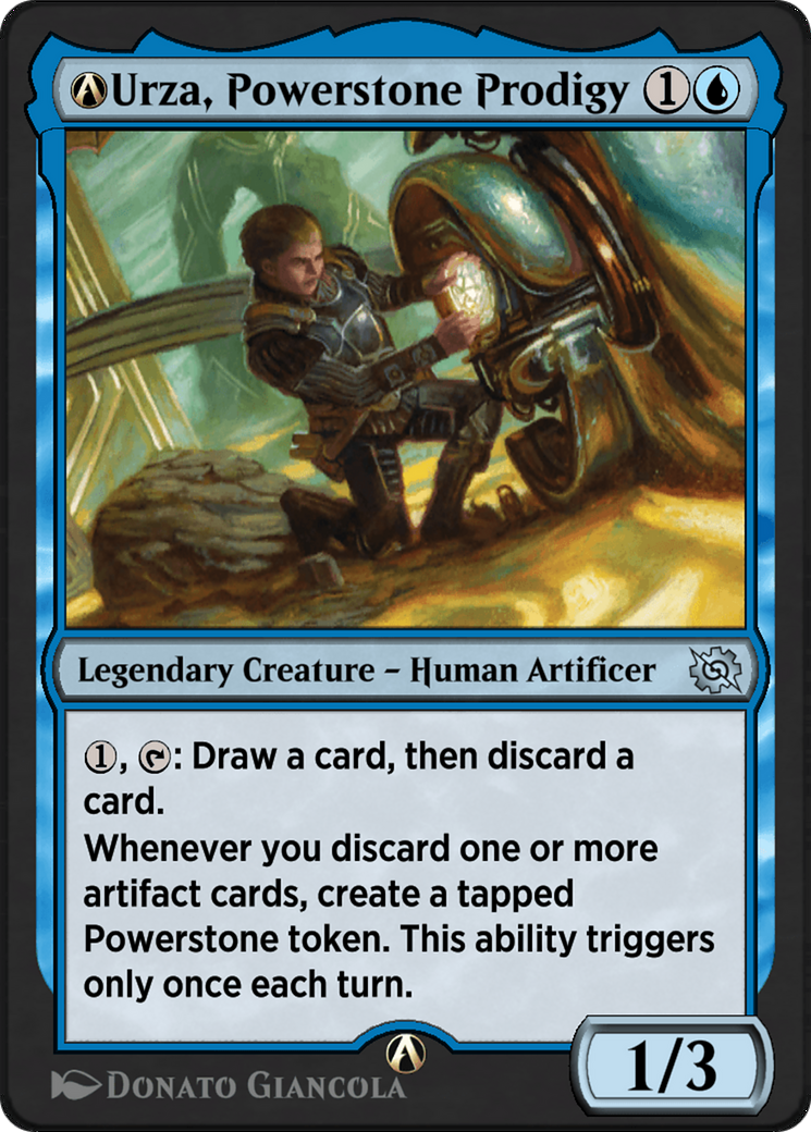 A-Urza, Powerstone Prodigy - Uncommon Legendary Creature — Human Artificer card from The Brothers' War
