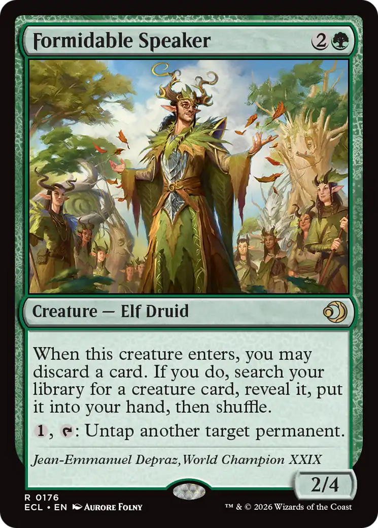 Formidable Speaker - Rare Creature — Elf Druid card from Lorwyn Eclipsed