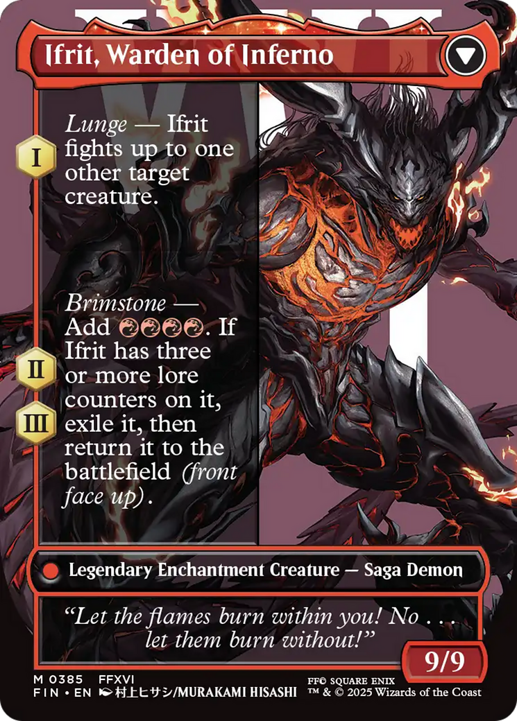 Back face of Clive, Ifrit's Dominant // Ifrit, Warden of Inferno - Legendary Enchantment Creature — Saga Demon card
