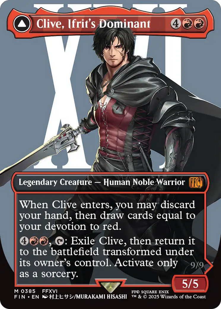 Clive, Ifrit's Dominant // Ifrit, Warden of Inferno - Mythic Legendary Enchantment Creature — Saga Demon card from Final Fantasy