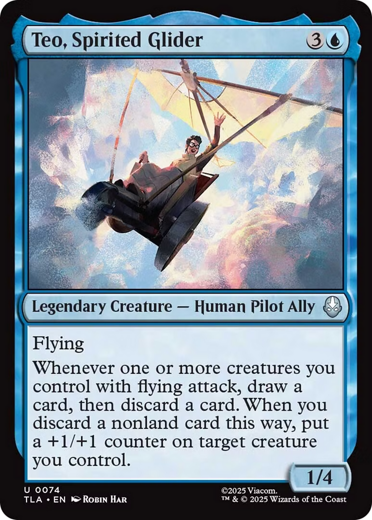 Teo, Spirited Glider - Uncommon Legendary Creature — Human Pilot Ally card from Avatar: The Last Airbender
