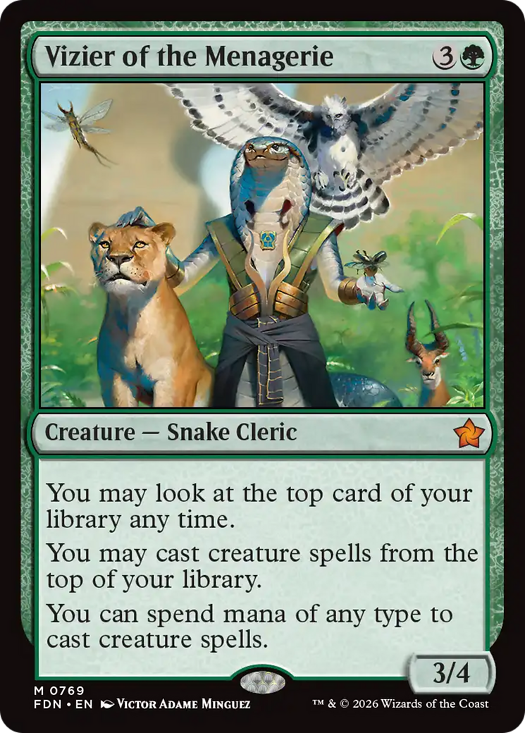Vizier of the Menagerie - Mythic Creature — Snake Cleric card from Foundations