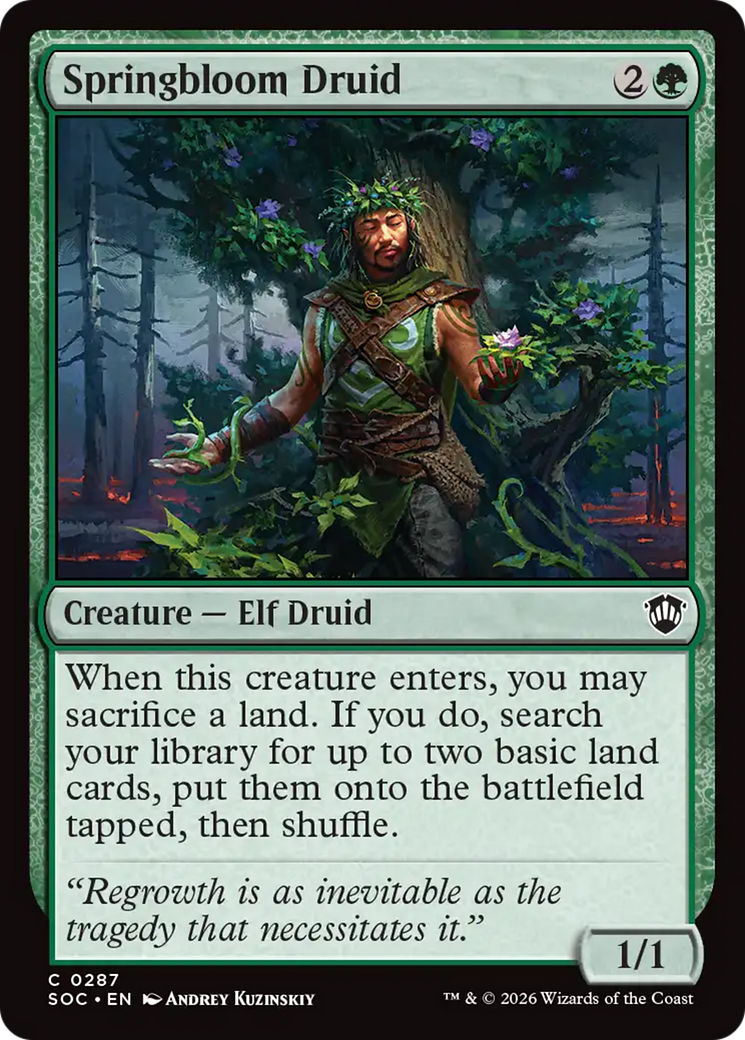 Springbloom Druid - Common Creature — Elf Druid card from Secrets of Strixhaven Commander