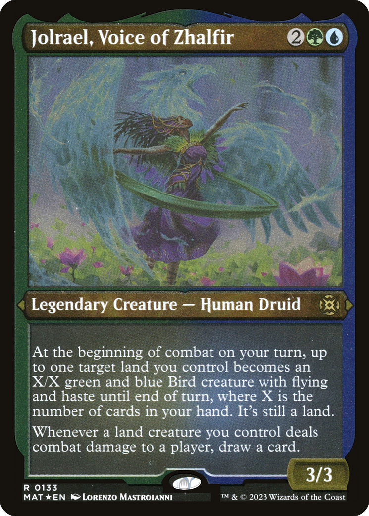 Jolrael, Voice of Zhalfir - Rare Legendary Creature — Human Druid card from March of the Machine: The Aftermath