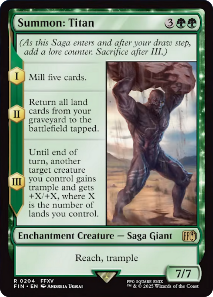 Summon: Titan - Rare Enchantment Creature — Saga Giant card from Final Fantasy