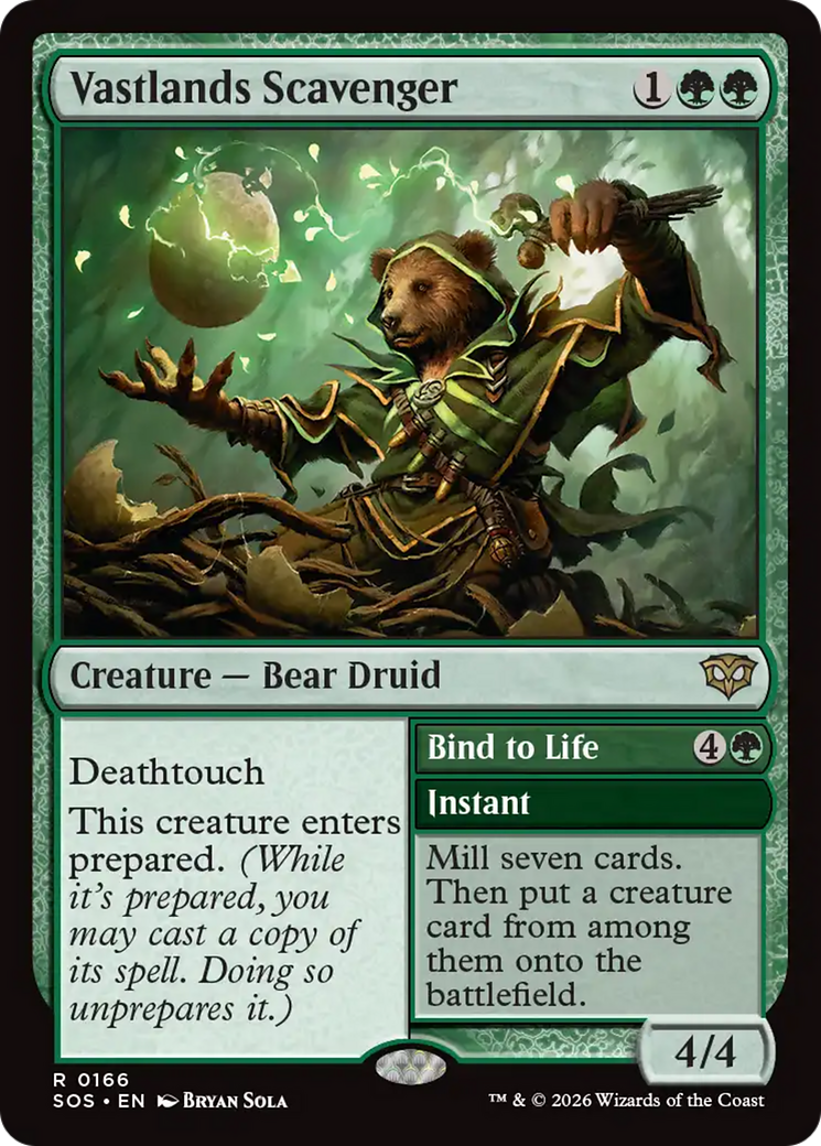 Vastlands Scavenger // Bind to Life - Rare Creature — Bear Druid card from Secrets of Strixhaven