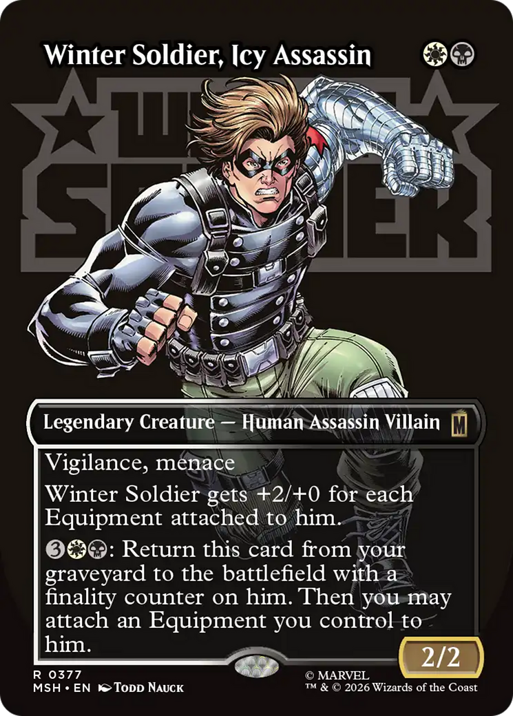 Winter Soldier, Icy Assassin - Rare Legendary Creature — Human Assassin Villain card from Marvel Super Heroes